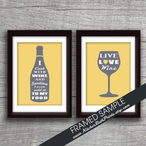 Funny Quote Wine Bottle and Wine Glass - Set of 2 - 5x7 Art Print ...
