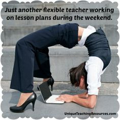 Just another flexible teacher working on lesson plans during the ...