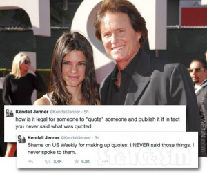 Kendall Jenner says quotes about Bruce Jenner in Us Weekly interview ...