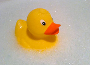 One of the Bath Tub Diva's Ducks in the Diva's Bubble Bath