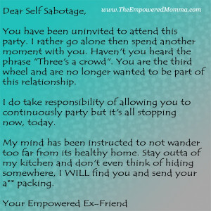 Self sabotage Letter