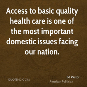 ... health care is one of the most important domestic issues facing our