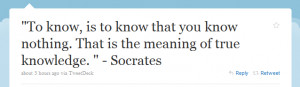 Philosophy quote from Socrates on knowing nothing