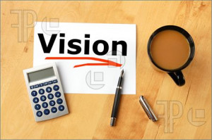 Pics of business vision concept with paper pen and coffee in office