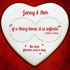 Personalised 'Infinite Love' William Blake Quote Ceramic Heart Token