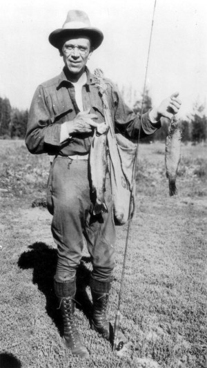 Aldo Leopold. With fish and rod.