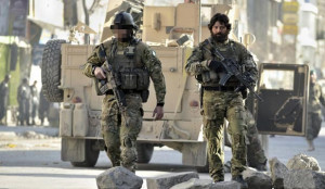 SAS members on patrol in Kabul, Afghanistan.
