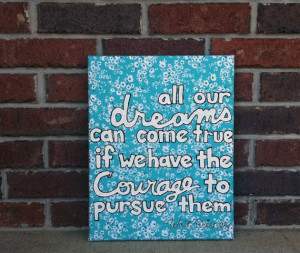 Hand painted Inspirational Quote Canvas- Walt Disney Dreams- Blue ...