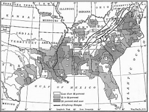 Distribution of Slaves in the Southern States.