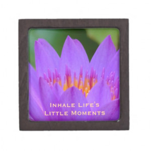Purple Flower with Life Quote Premium Keepsake Box