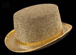 Adult Gold Glitter Top Hat Fancy Dress Costumes And
