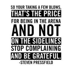 re taking a few blows. That's the price for being in the arena and not ...