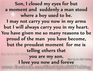 Proud Mother to Son Quotes | Via Toni Pruden