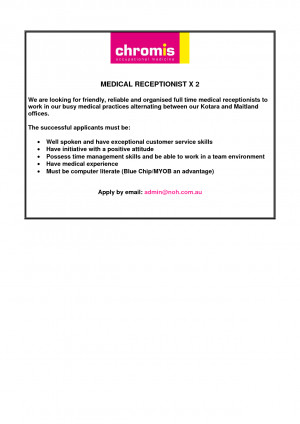 Job Title Medical Receptionist