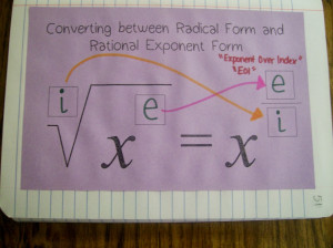 Converting Between Rational Exponent Form and Radical Form INB Page
