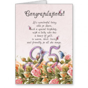 95th birthday card with butterflies and roses - co