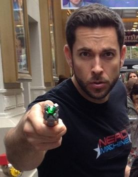 Zachary Levi with a Sonic Screwdriver