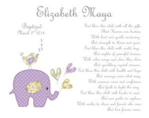 ... Baptism Gift for Goddaughter - Religious Gift - Elephant Nursery Art