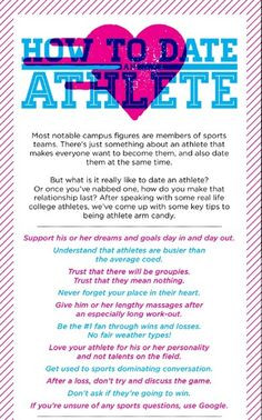 How to Date an Athlete http://www.collegesocialmagazine.com/schools ...