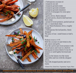 Moroccan spiced sweet potatoes and carrots