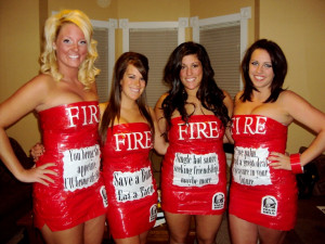 DIY Halloween costumes for group of girls-taco bell hot sauce!