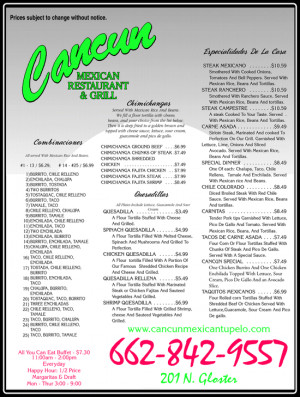 cancun mexican restaurant menu