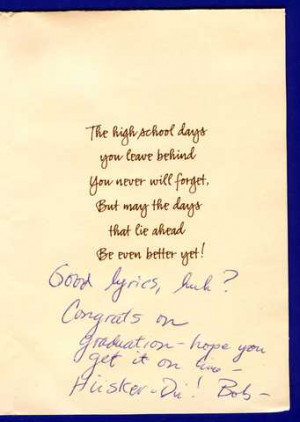 Happy Graduation' card sent to Grant Hart from Bob Mould, June 6,