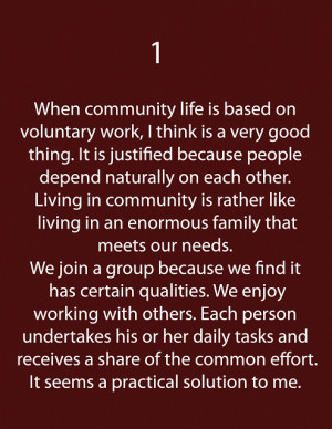 Meditations on community life Photos