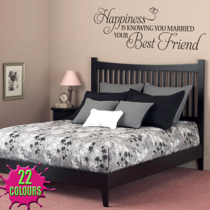 Black Happiness is Knowing 2 wall decal above a double bed