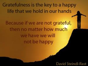Happiness quote – Gratefulness is the key to a happy life