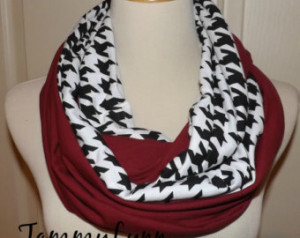 NEW!! Black and White Houndstooth and Solid Maroon 2 Pair Team Scarves ...