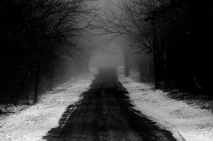 Snowed, lonesome road