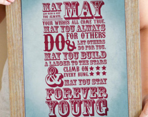 Birthday Quotes Forever Young ~ Popular items for forever young lyrics ...