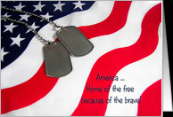 Veterans Day-military dog tags on American flag with patriotic quote ...