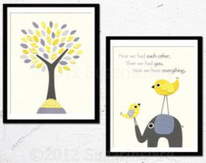 ... Baby Wall Art - love birds nursery, baby quotes, elephant,first we had