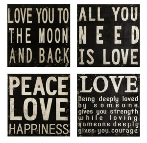 Collier Black and White Quotes Wood Wall Art Plaques, Set of 4