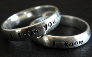 ... engraved with Princess Leia and Han Solo quote: I love you...I know