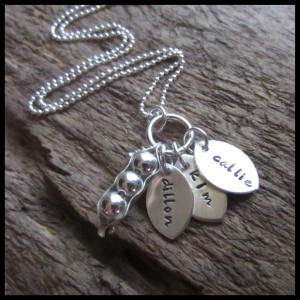 Silver Peas In A Pod Sterling Name Charm Necklace