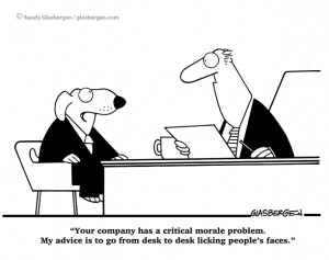boosting morale, licking faces, company morale, dog cartoon, employees ...
