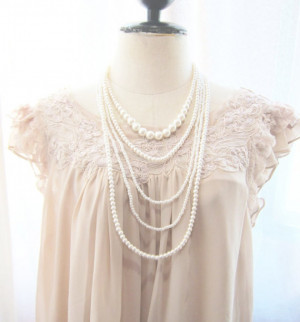 Pearl Necklace Multi Strand Stacked Layered Romantic Dreamy
