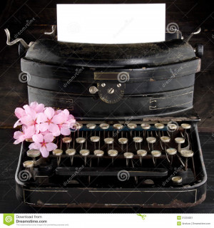Old antique black vintage typewriter and empty paper for copy space ...