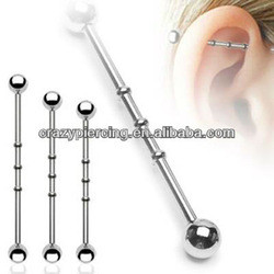 316L surgical steel jewelry fake industrial bar barbell with ball ear ...