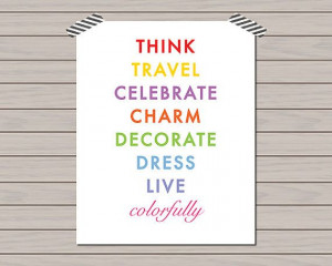 Live Colorfully -- Kate Spade -- Home Decor -- Quote Print -- 8 X 10
