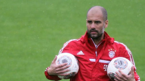 Bayern Munich head coach Pep Guardiola participates in a training ...
