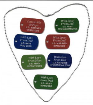 Dog Tag Samples in Appropriate Service Colors