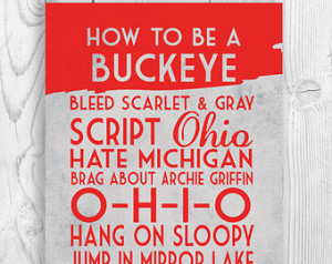 Ohio State Art Print, Buckeye Quote Poster Sign, Buckeye Football ...