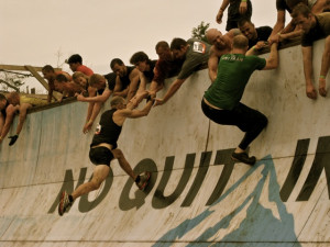 ... the green shorts up this half pipe! That's the spirit of Tough Mudder