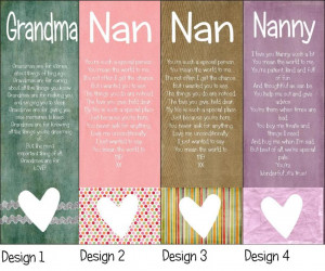 Personalised Nan, Nanny, Grandma bookmark poem
