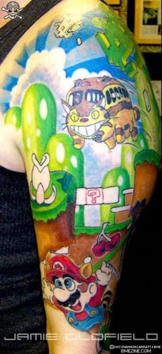 Funny Super Mario World Tattoo On Arm