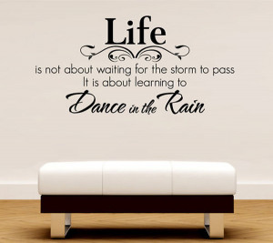 English Words Life Dance In The Rain Quote Lettering Wall Art Decal ...
